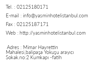 Hotel Yasmin iletiim bilgileri